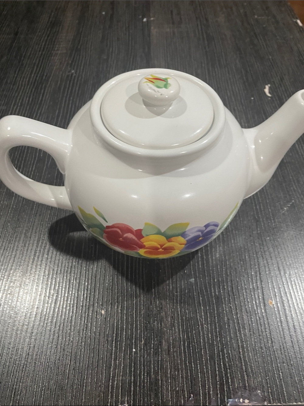 White Floral Ceramic Teapot - Unbranded